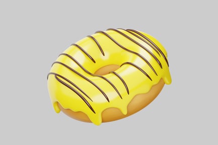 Preview: Yellow glazed donut with chocolate stripes
