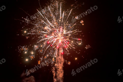 Preview: beautiful festive background of stars, splashes, sparks and bright lines of lights with smoke from