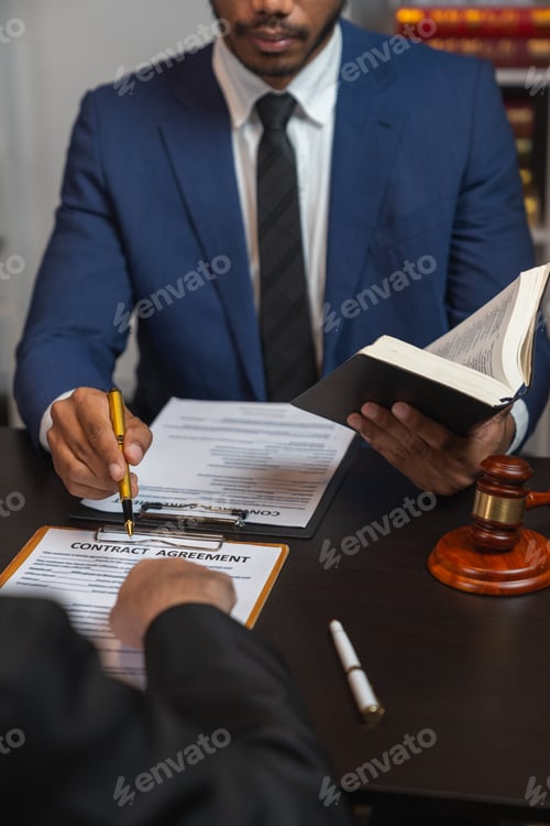 Preview: Lawyer reads law code, studies constitution to protect human rights before business contract signing