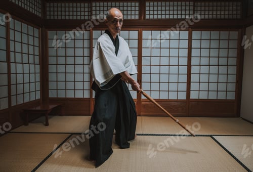 Preview: Senior martial art master in his dojo