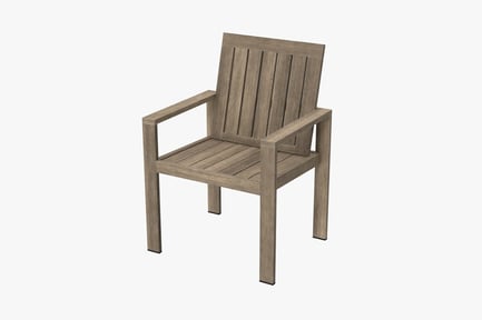 Preview: Modern Slatted Outdoor Patio Chair with Armrests