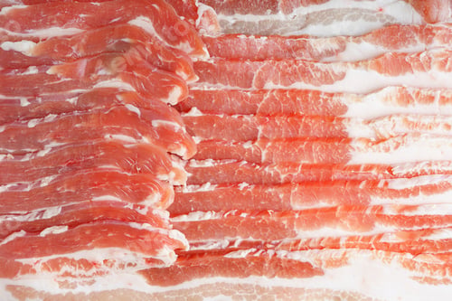 Preview: Raw Pork Streaky Brisket Bacon Meat Texture Background Close Up