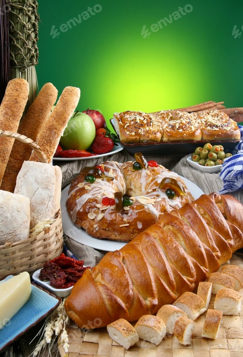 Preview: Still life with bakery products, breads and pastries
