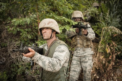 Preview: Military soldiers during training exercise with weapon