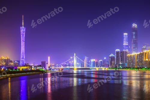 Preview: Guangzhou, China Skyline On The Pearl River.
