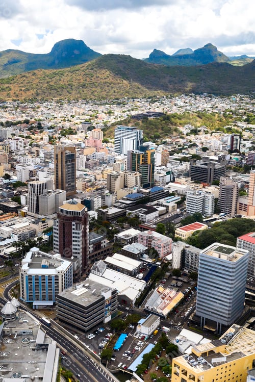 Preview: Aerial view of the city of Port-Louis, Mauritius, Africa