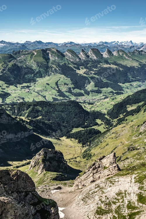 Preview: Mountain view from Mount Saentis, Switzerland , Swiss Alps.