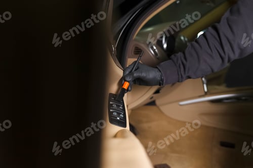 Preview: Detailing master cleans car interior with a brush