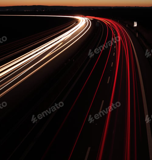 Preview: Night highway (Cars in a rush moving fast on a highway (speedwa