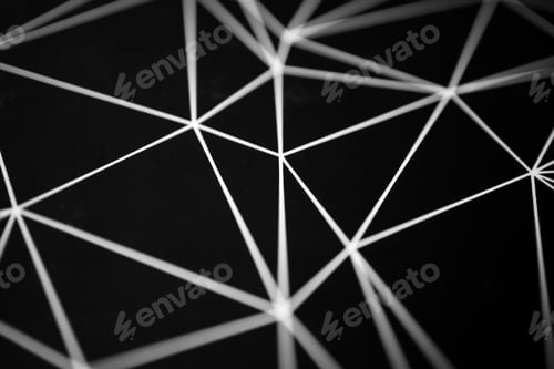 Preview: White lines on black background with selective focus background. Abstract geometric shape pattern