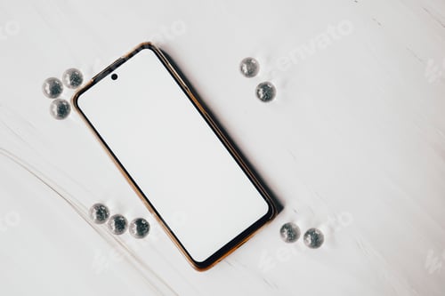 Preview: Elegant, simple and clean mockup of an android smart phone over marble background