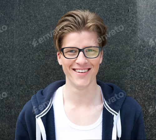 Preview: Modern young man with glasses smiling