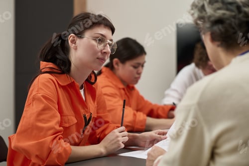 Preview: Young Woman Participating in Prison Education Program Discussion