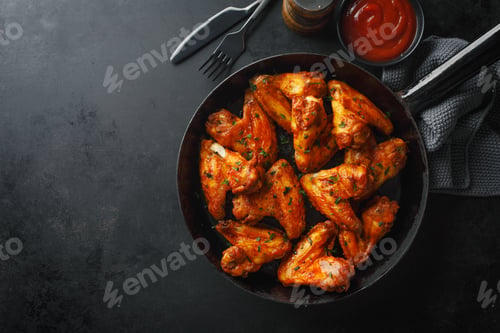 Preview: Chicken wings grilled in sauce on pan
