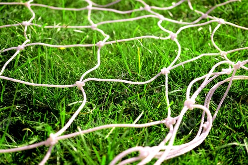 Preview: Football Net And Green Field Grass For Background