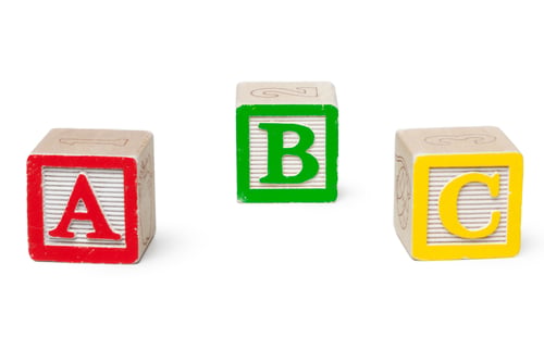 Preview: Wooden alphabet blocks isolated on white background