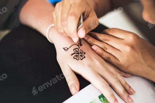 Preview: Process of drawing mehendi on arm