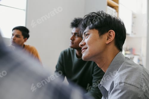 Preview: Selective Focus Of Young Asian Man Listening and Learning On Classroom