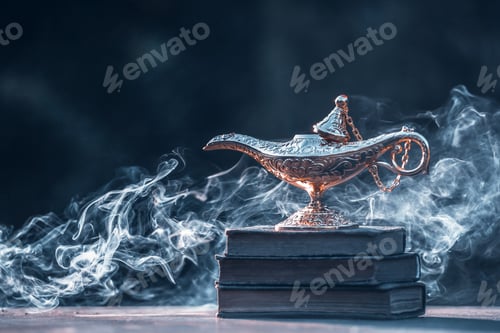 Preview: Ramadan kareem background with magic Aladdin lamp