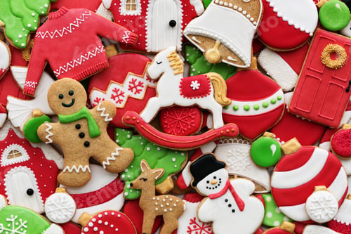 Preview: Decorated Christmas cookie background