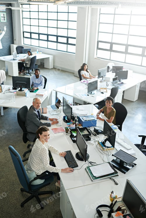 Preview: Looking down at the company professionals