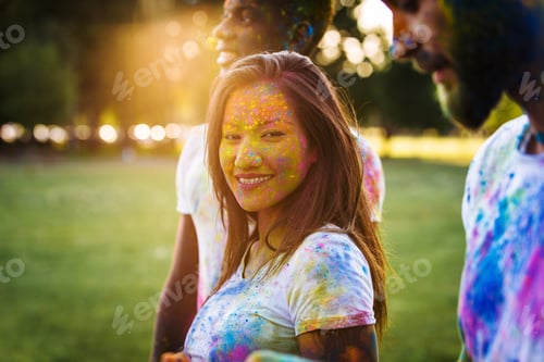 Preview: Friends playing with holi powder