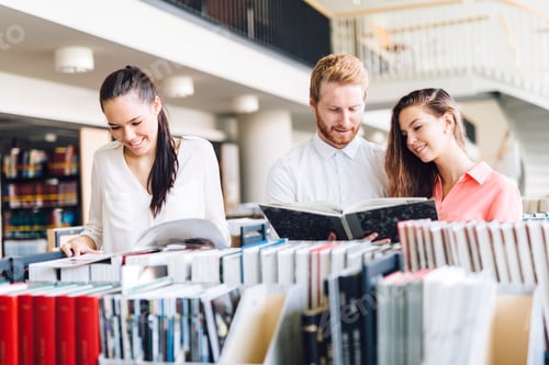 Preview: Group of students studying in library