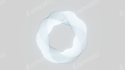 Preview: Minimalistic white procedural geometric glowing neon shape abstract technology