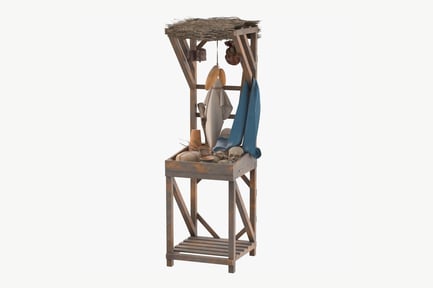 Preview: Weathered Medieval Market Stall with Wares