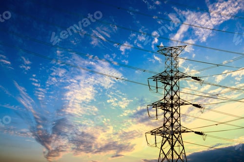 Preview: silhouette of high voltage electrical pole structure