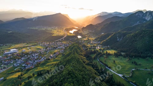 Preview: Aerial view over lake Zavrsnica and landscape around it with.