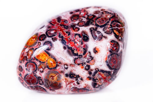 Preview: Macro mineral stone Jasper leopard on white background