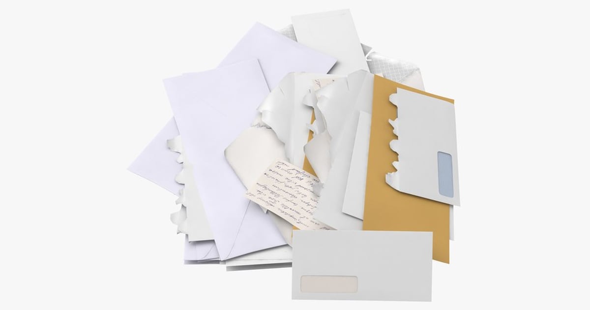 Pile of Opened & Unopened Letters 3D, Incl. correspondence & envelope ...