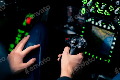 Preview: close-up hand of the pilot captain presses the buttons on the control panel to start engine of plane