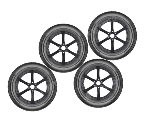 Preview: Car wheels on white background isolated in the closeup