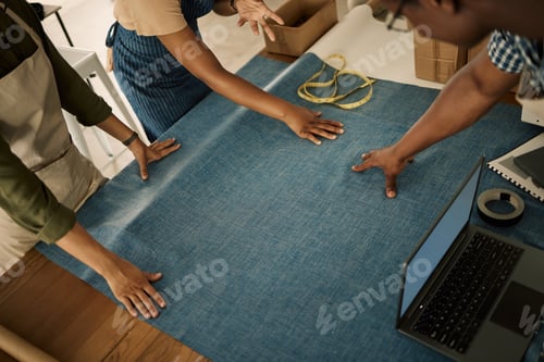 Preview: Material, interior and quality check with creative team in home decor. Creative designers at work i
