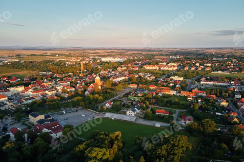 Preview: Cityscape of small european town, aerial view