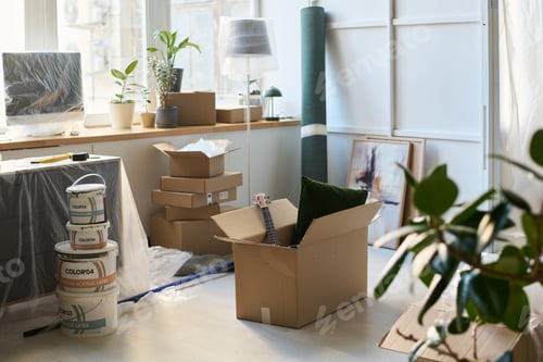 Preview: Cardboard box with household stuff