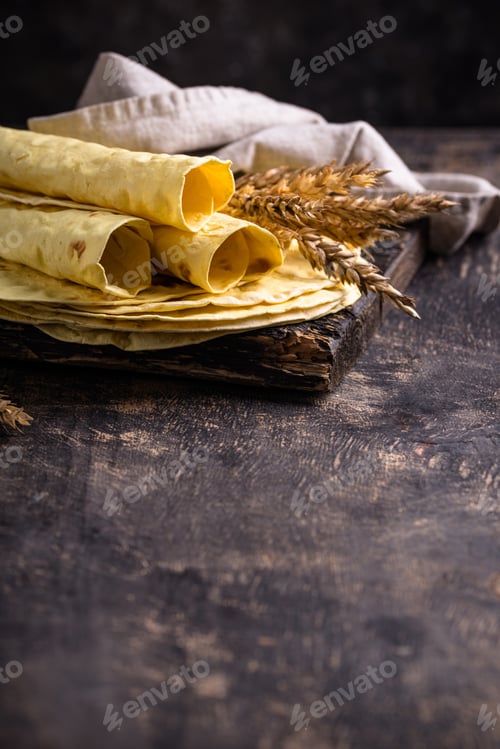 Preview: Lavash flat bread on green background