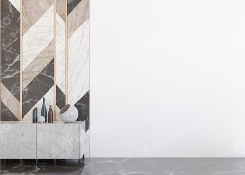 Preview: Wallpaper presentation mock up. Empty white part of the wall in modern living room.