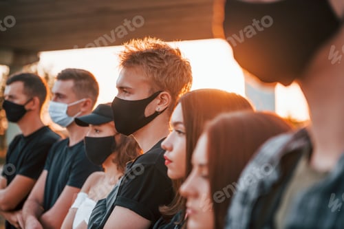 Preview: Group of protesting young people that standing together