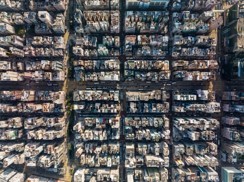 Preview: Sham Shui Po, Hong Kong 30 November 2021: Top view of Hong Kong city