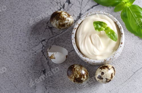 Preview: organic homemade mayonnaise sauce made from fresh eggs