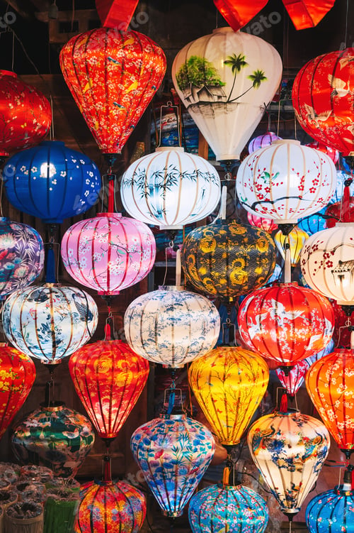 Preview: Colorful texture of the background of a Vietnamese traditional lantern