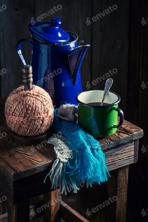 Preview: Hot and aromatic black coffee and coffee pot