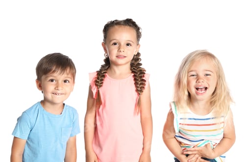 Preview: Portrait of cute little children on white background