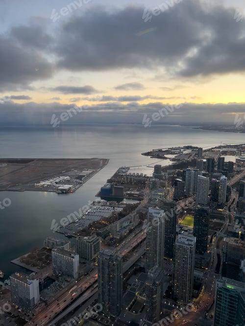 Preview: Skyscrapers in the city during evening and night lights