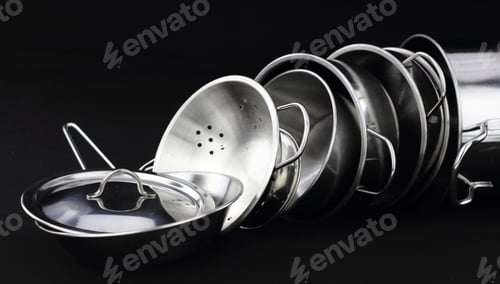Preview: Group of stainless steel kitchenware