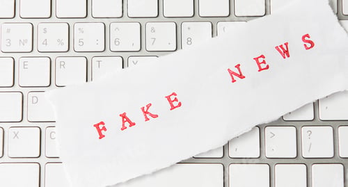 Preview: Words Fake News written under torn paper