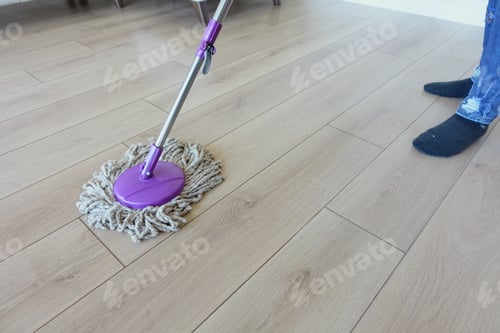 Preview: cleaning tiles floor with mop
